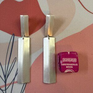 Linear Silver Bar Dangle Earrings